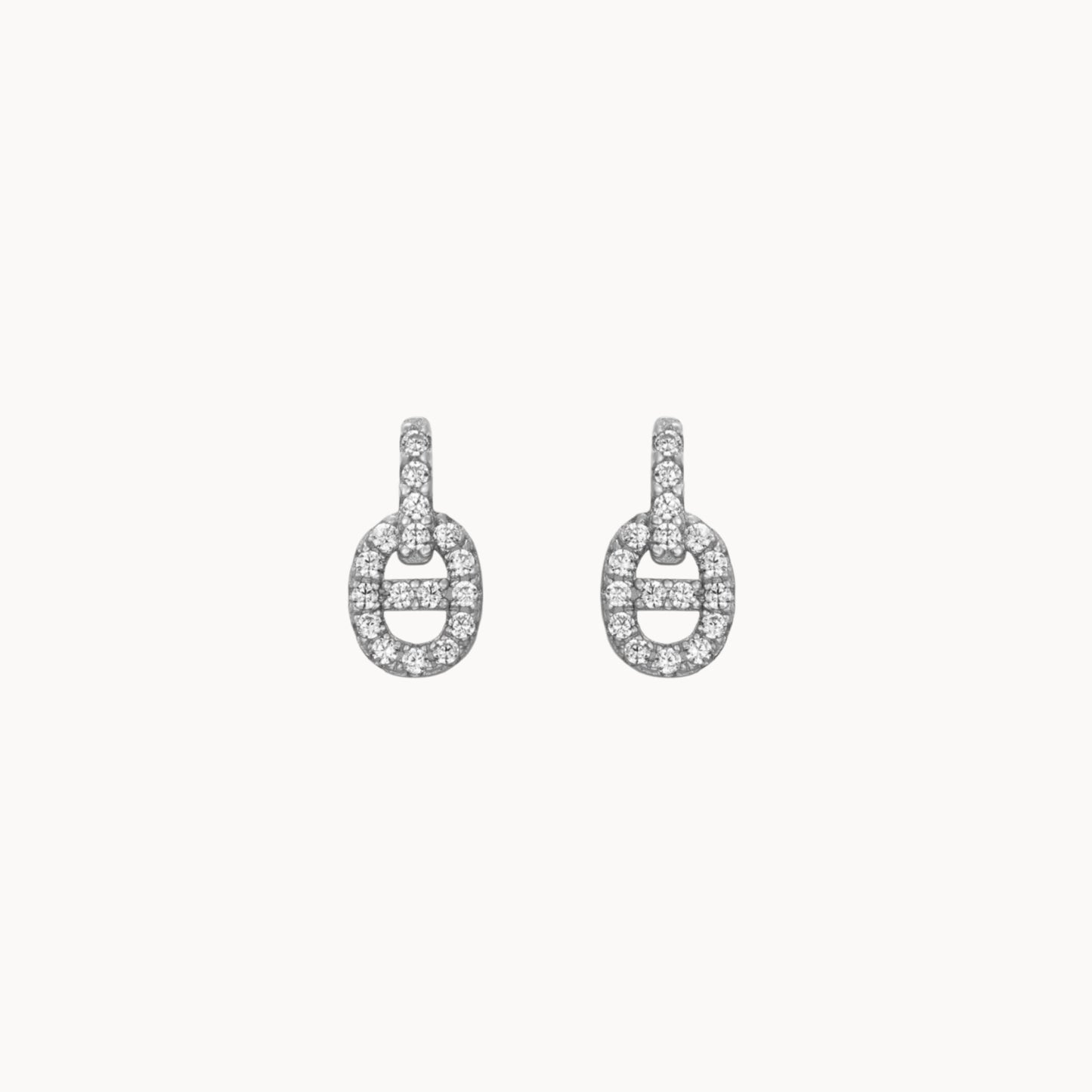 Petites puces d'oreilles maillons zircons femme doré ou argent