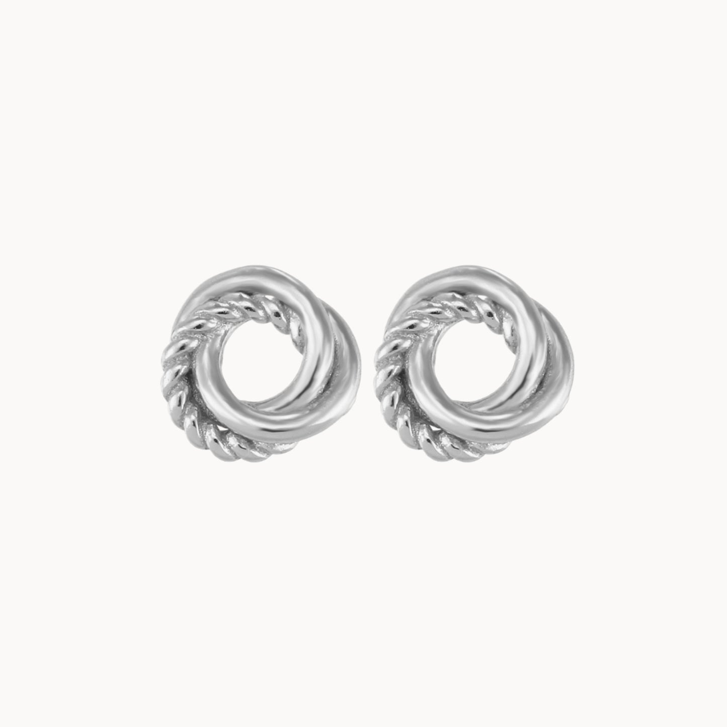 Boucles d'oreilles femme puces trois anneaux entrelacés doré ou argent,