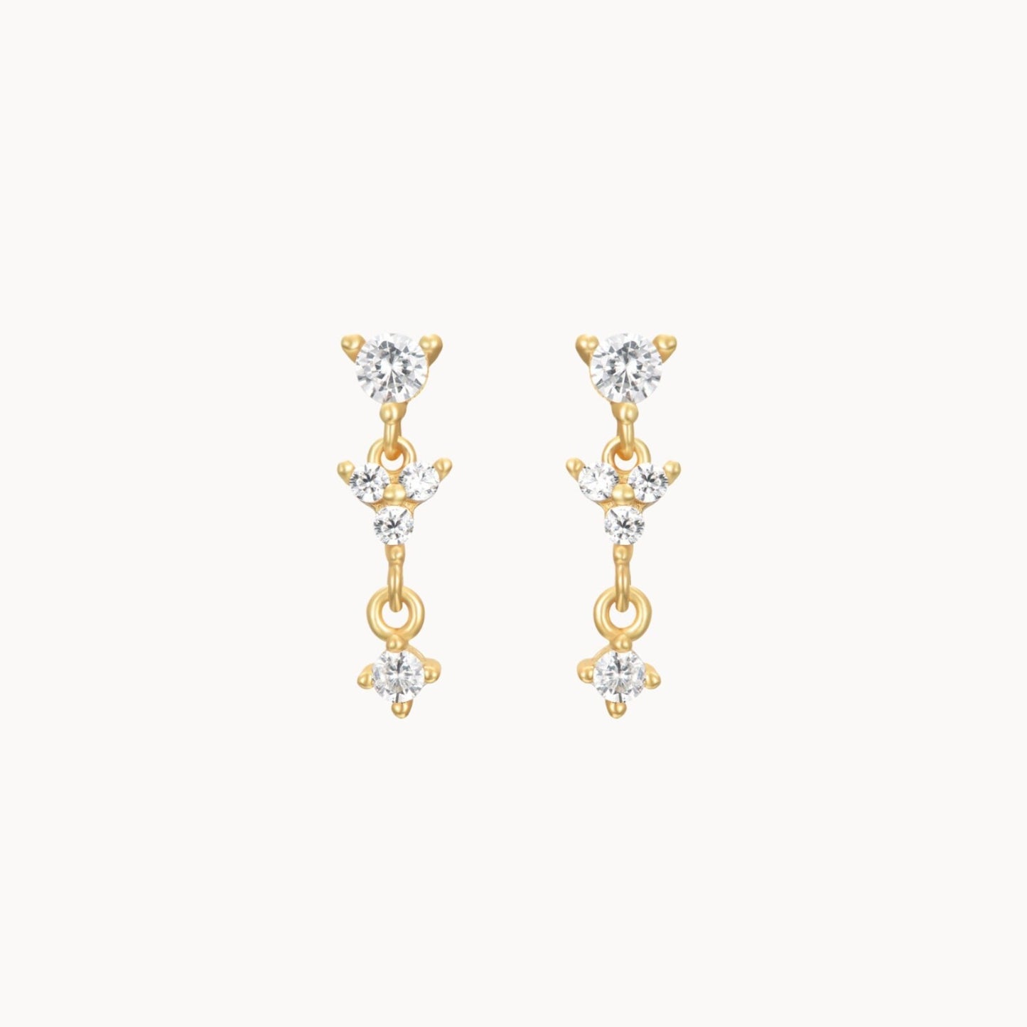 Boucles femme pendantes zircons doré ou argent,