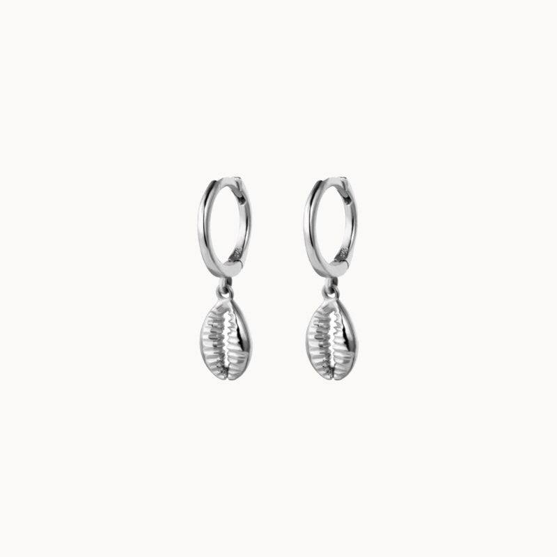 Boucles d'oreilles créoles coquillage cauri en argent ou doré