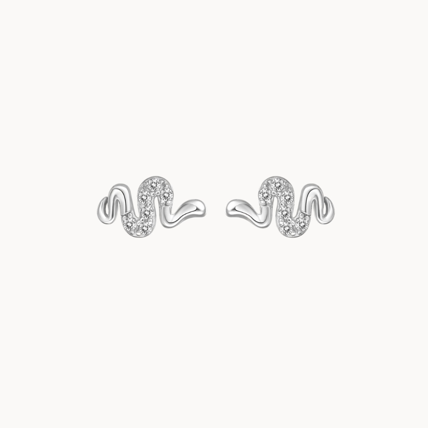 Boucles d'oreilles femme puces serpent zircons doré ou argent