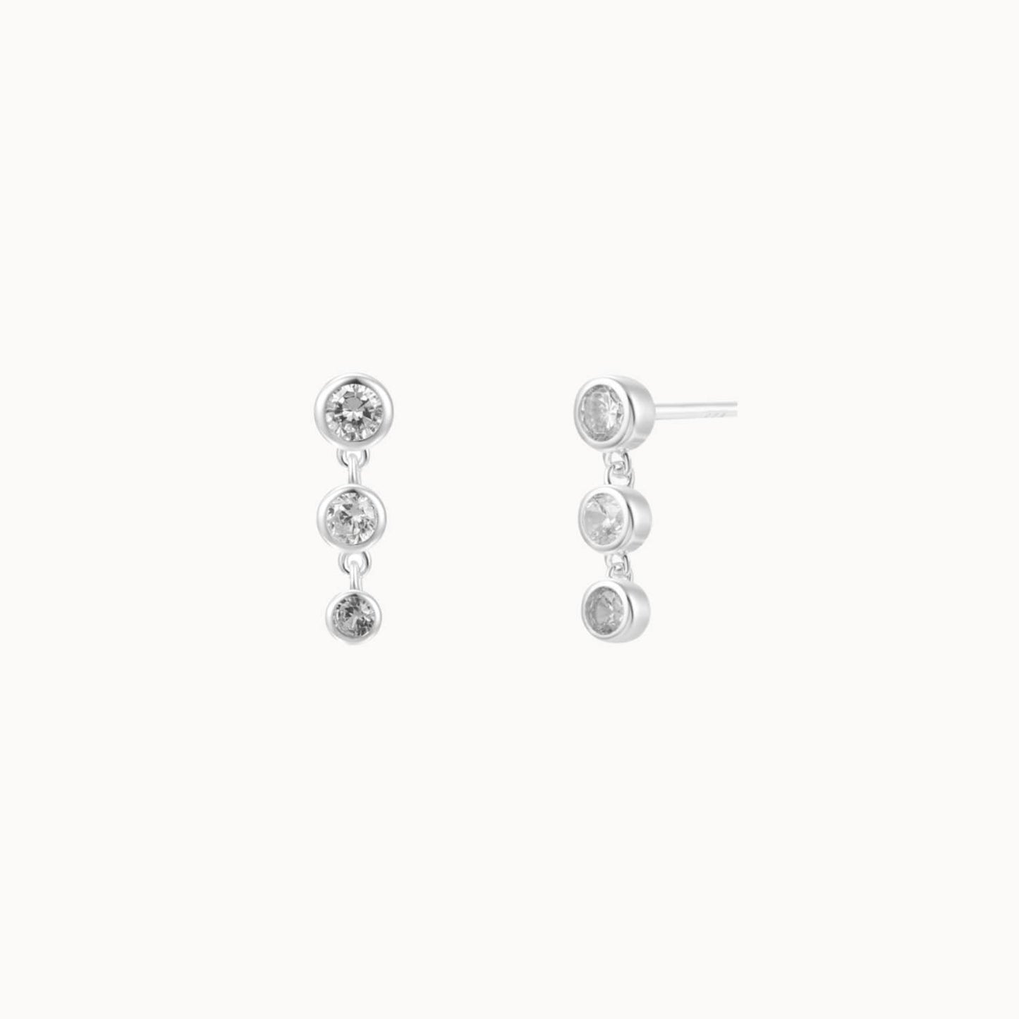 Boucles d'oreilles puces trois zircons femme argent ou doré