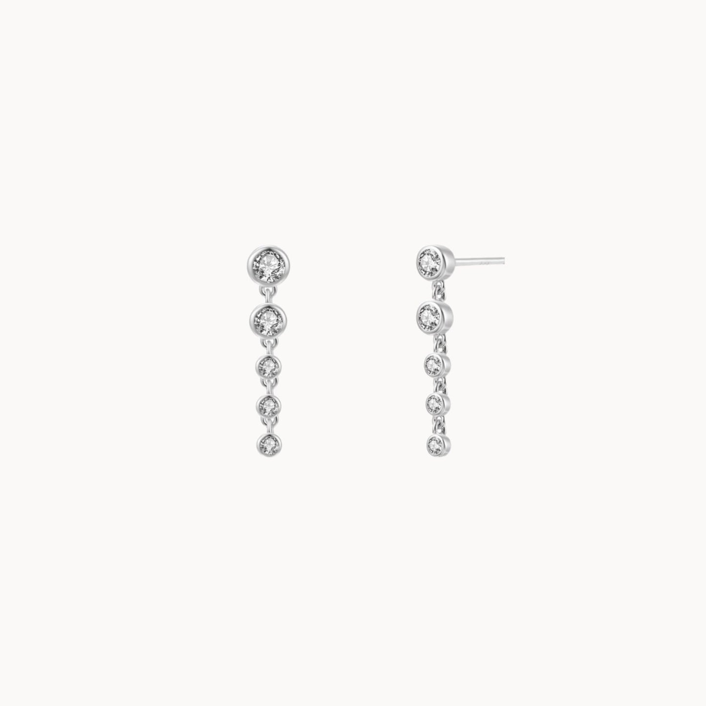 Boucles d'oreilles clous cinq zircons femme argent ou doré