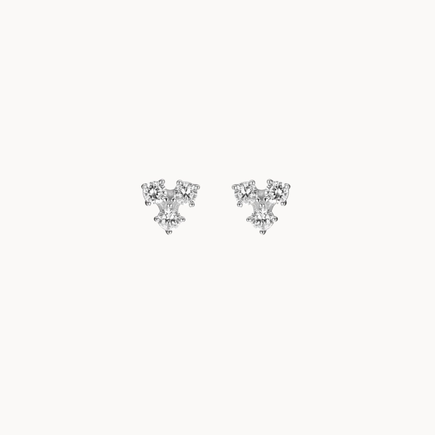 Boucles d'oreilles femme motif trois zircons doré ou argent,