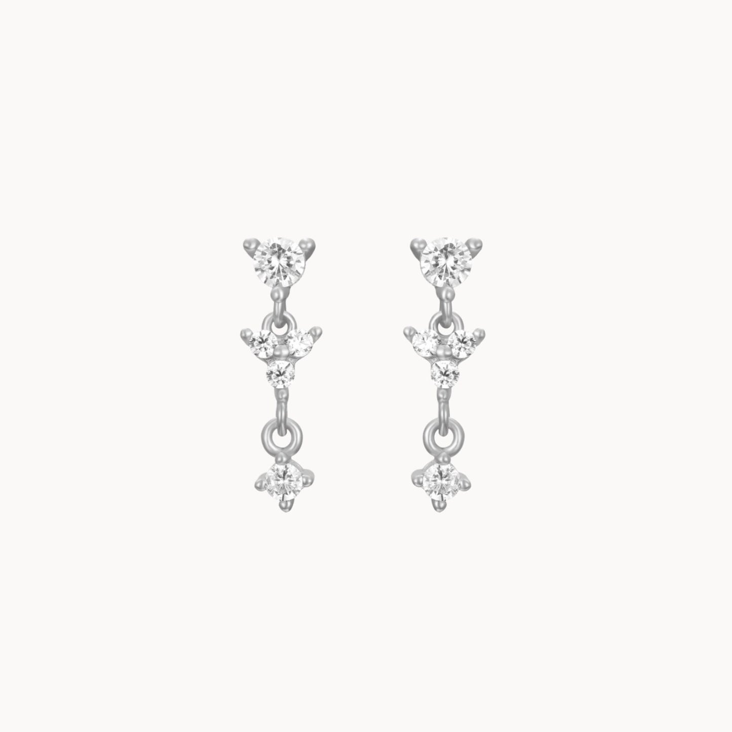 Boucles femme pendantes zircons doré ou argent,