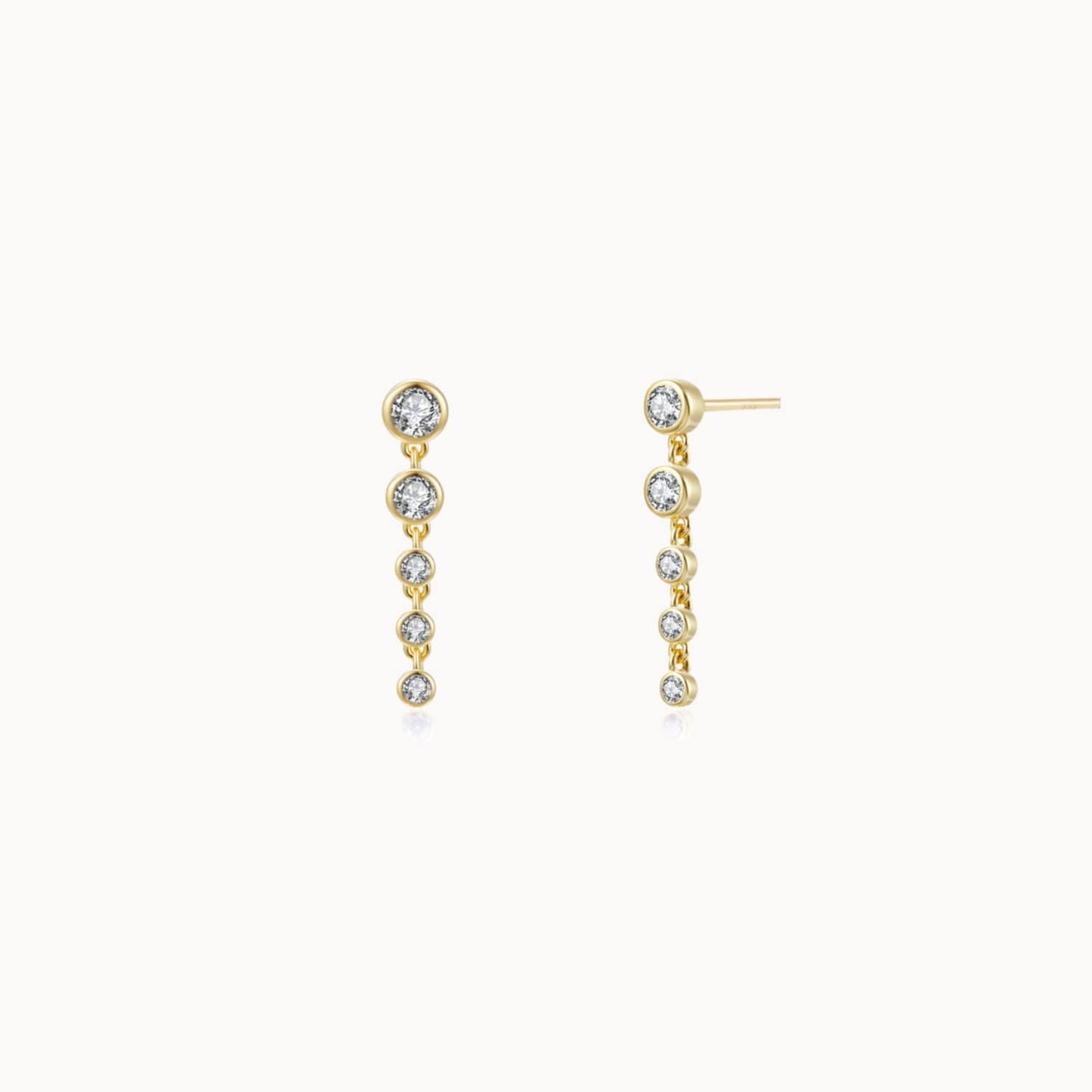 Boucles d'oreilles clous cinq zircons femme argent ou doré