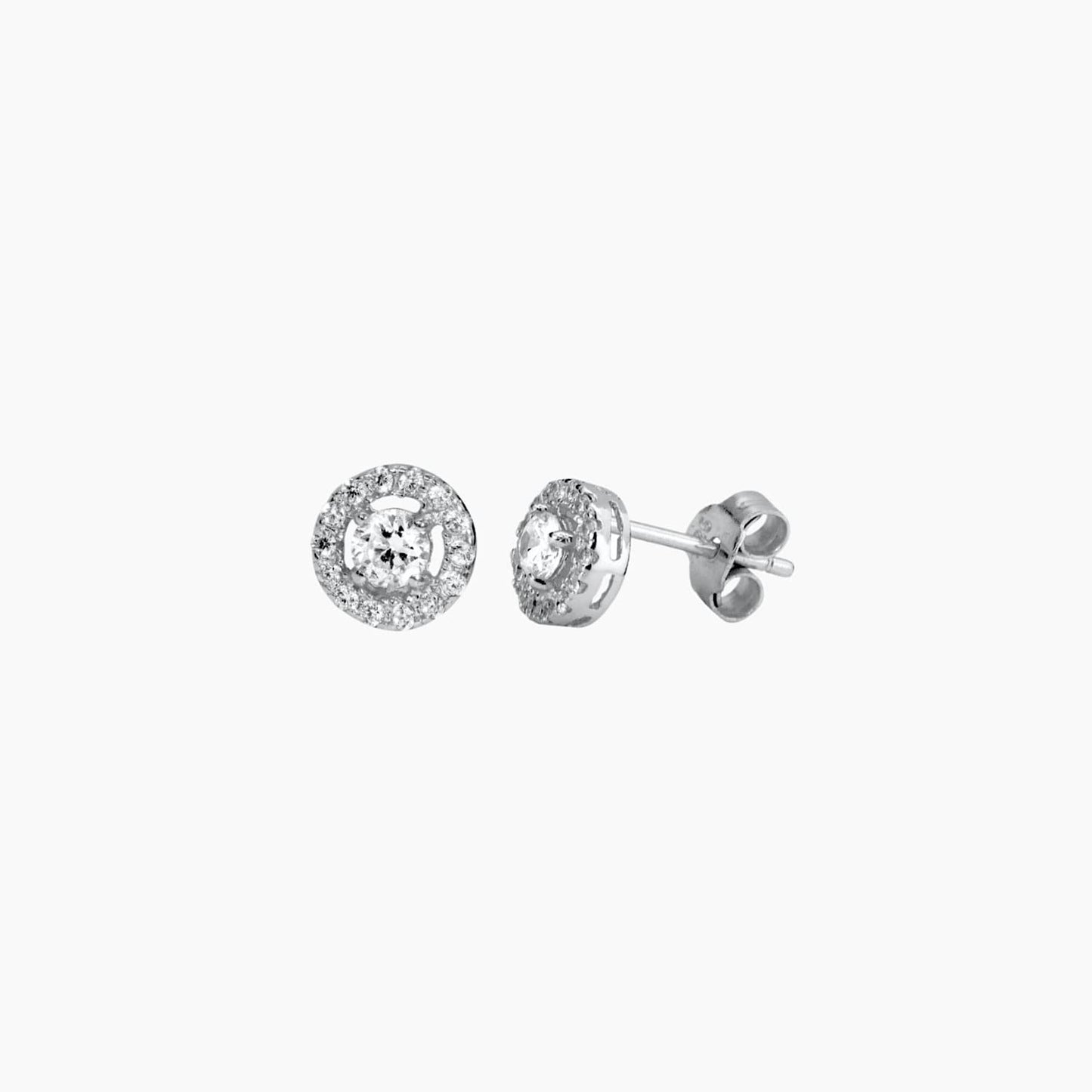 Petites boucles puces rond avec zircons pour femme doré ou argent